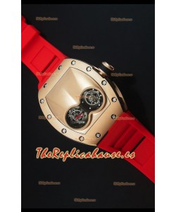 Richard Mille RM053 Tourbillon Pablo Mac Donough Reloj Suizo en Caja de Oro Rosado Correa Roja