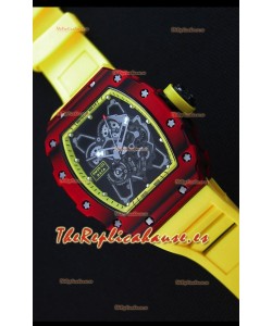 Richard Mille RM35-01 Reloj con Caja de Carbón Forjado Rojo de una sola Pieza en Correa color Amarillo
