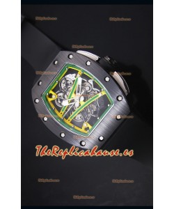 Richard Mille RM061 Reloj Replica Caja de Cerámica Bisel de color combinado Amarillo/Verde