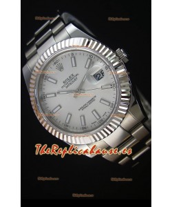 Rolex Datejust II 41MM Reloj Replica Suizo con Movimiento Cal.3136 Dial en color Blanco, Marcadores de Hora tipo Stick