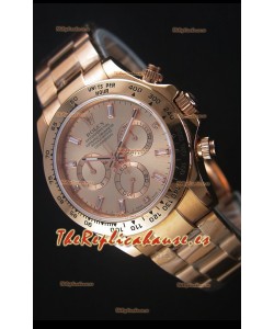 Rolex Daytona Rose Gold Casing with Baguette Diamonds Markers Swiss Replica Watch