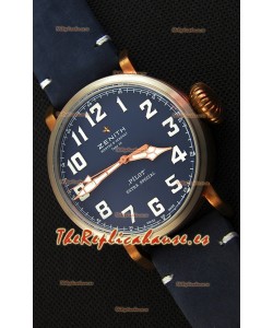 Zenith Pilot Type 20 Extra Special Vintage Style Dial Azul Reloj Réplica Suizo a Espejo 1:1