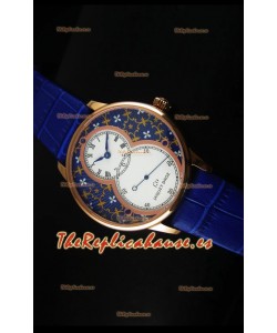Jaquet Droz Grande Seconde Reloj en Oro Rosado Dial Azul Grand Feu paillonné-enameled