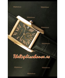 Cartier Tank Anglaise, Reloj Réplica Japonesa Oro Rosado, Dial color Blanco, tamaño 34MM