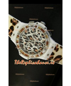 Hublot Big Bang Edición White Zebra Bang, Reloj 34MM, caja con recubrimiento PVD en Blanco
