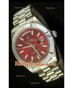 Rolex Day Date II, Reloj Réplica Suiza 41MM - Dial Rojo - réplica en escala 1:1