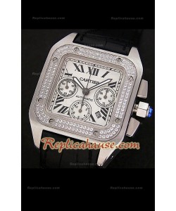 Cartier Santos 100 XL Reloj Cronógrafo Suizo - Reproducción Escala 1:1