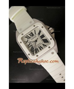 Cartier Santos 100 Reloj Automático Suizo para Señoras en Blanco - 33MM