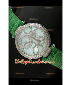 Cartier Réplica Bisel de diamantes Carcasa de acero inoxidable/Malla verde 