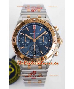 Breitling Chronomat B01 42 Reloj Réplica a Espejo 1:1 Edición Acero 904L en 2 Tonos de Oro Rosado con Dial Azul