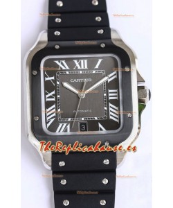 Santos De Cartier Reloj Réplica Suizo a Espejo 1:1 Bisel DLC Negro 40MM - Correa de Goma