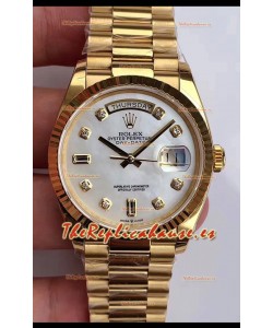 Rolex Day Date 36MM Oro Amarillo M128238 Dial Blanco Madre Perla Reloj Réplica a Espejo 1:1