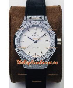 Hublot Classic Fusion Diamonds Acero Dial Blanco 38MM Reloj Réplica Suizo Calidad Espejo 1:1