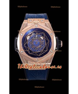Hublot Big Bang One Click Sang Bleu Reloj Réplica a espejo 1:1 en Caja de Oro Rosado - 45MM - Dial Azul