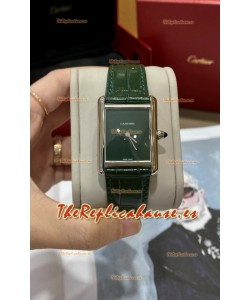 Must De Cartier Edición Tank Reloj Caja Acero Inoxidable 904L Dial Verde