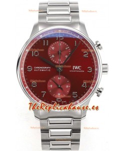 IWC Portuguese Chronograph Reloj Réplica Suizo en Caja de Acero Dial Granate - Edición Réplica a Espejo 1:1