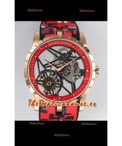 Roger Dubuis Excalibur Spider Flying Tourbillon Skeleton Caja Oro Rosado 42MM Reloj Réplica Suizo a Espejo 1:1