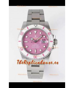 Rolex Submariner DiW Caja Acero Inoxidable Bisel Blanco Reloj Edición Cerámica Dial Rosado