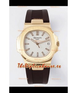 Patek Philippe Nautilus 5711/1R-001 1:1 Reloj Réplica en Acero 904L Dial Blanco en Oro Rosado