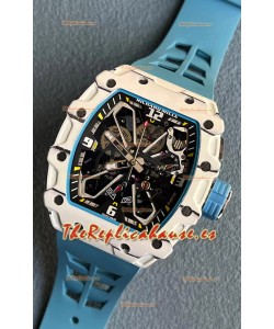 Richard Mille RM35-03 Edición Rafael Nadal Caja Fibra de Carbono Blanca Reloj Réplica Espejo 1:1 Correa Azul