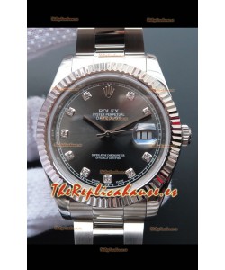 Rolex Datejust 41MM Movimiento Cal.3135 Reloj Réplica Suizo en Acero 904L Dial Gris Perla
