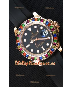 Rolex Yachtmaster 116695 Último Reloj Réplica a Espejo 1:1 - Oro Everose en Diamantes