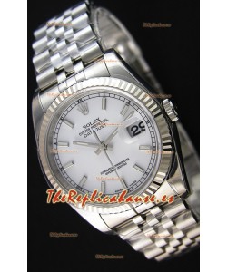 Rolex Datejust 36MM Cal.3135 Movement Reloj Réplica Suizo Dial Blanco Jubilee Strap - Ultimate 904L Steel Watch 