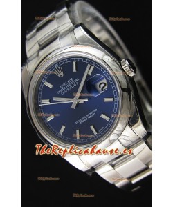 Rolex Datejust 36MM Cal.3135 Reloj Réplica con Movimiento Suizo Dial Azul Correa tipo Ostra - Último Reloj de Acero 904L