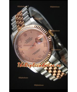 Rolex Datejust Reloj Réplica Japonés - Dial en Oro rosado chapado en dos Tonos Dial Champange en Caja 36MM