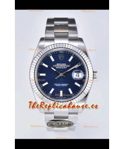 Rolex Datejust Movimiento Cal.3235 Réplica Espejo 1:1 Acero 904L 41MM - Dial Azul con Motivo Estriado