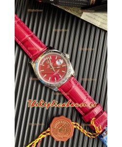 Rolex Day Date Reloj Acero 904L Dial Rojo 36MM - Calidad Espejo 1:1