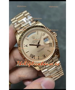 Rolex Day Date 40MM 228235 Oro Rosado Dial Romanos Oro Reloj Réplica Espejo 1:1