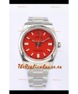 Rolex Oyster Perpetual REF#126000 36MM Movimiento Suizo Réplica Suiza Dial Rojo Acero 904L Reloj Réplica a Espejo 1:1