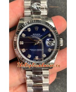Rolex Datejust 31MM Movimiento ETA-2671 Reloj Réplica Suizo en Acero 904L Dial Azul 