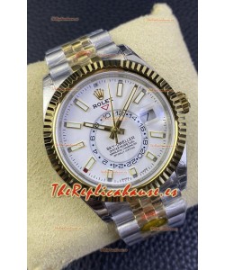 Rolex Sky-Dweller REF# M336933 Dial Blanco Reloj en Caja de Acero 904L chapada en Oro Amarillo Réplica a Espejo 1:1