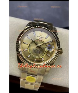 Rolex Sky-Dweller Oro Amarillo Oyster 42MM Reloj Réplica a Espejo 1:1