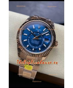 Rolex Sky-Dweller REF #m336935 Dial Azul Reloj Caja Acero 904L en Oro Rosado Réplica Espejo 1:1
