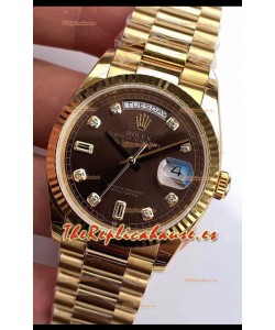 Rolex Day Date 128238 Presidential Reloj Oro Amarillo 18K 36MM - Dial Marrón Calidad a Espejo 1:1