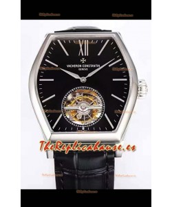 Vacheron Constantin Malte Tourbillon Reloj Réplica a Espejo 1:1 Acero Inoxidable Dial Negro
