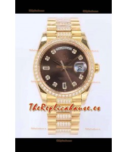 Rolex Day Date Presidential Reloj Oro Amarillo 18K 36MM - Dial Marrón Calidad a Espejo 1:1