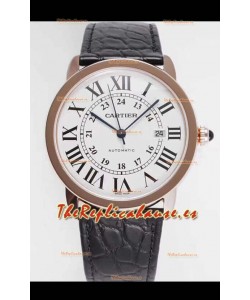 Ronde De Cartier Reloj Réplica Suizo - Oro Rosado Dial Blanco