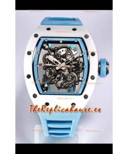 Richard Mille RM055 Caja Cerámica Blanca Reloj Réplica a Espejo 1:1 Correa Azul