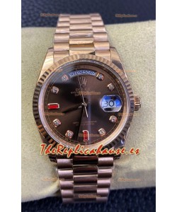 Rolex Day Date 36MM 118235 Oro Rosado Dial Marrón Reloj Réplica a Espejo 1:1