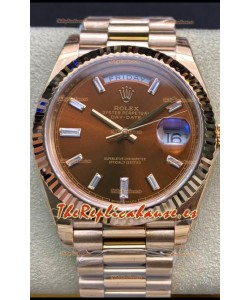 Rolex Day Date 40MM 228235 Oro Rosado Dial Marrón Brown Reloj Réplica a Espejo 1:1