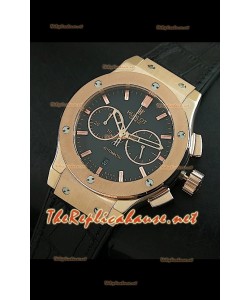 Hublot Classic Fusion Swiss Watch, esfera negra, estuche en oro rosado