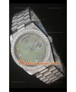 Rolex DayDate Reproducción Reloj Suizo con Esfera Verde Perla