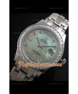 Rolex Daydate Reproducción Reloj Suizo con Esfera Madre Perla en Verde Green 