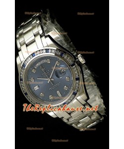 Rolex Daydate Reproducción Reloj Suizo - Reloj mediano- 37MM con Esfera Azul