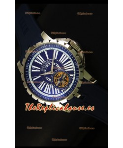Roger Dubuis Excalibur Tourbillon Reloj con Movimiento Japonés - Dial Azul
