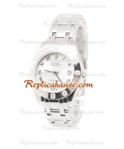 Datejust Rolex Reloj de imitación Japonés en acero inoxidable y Dial Blanco - 34MM